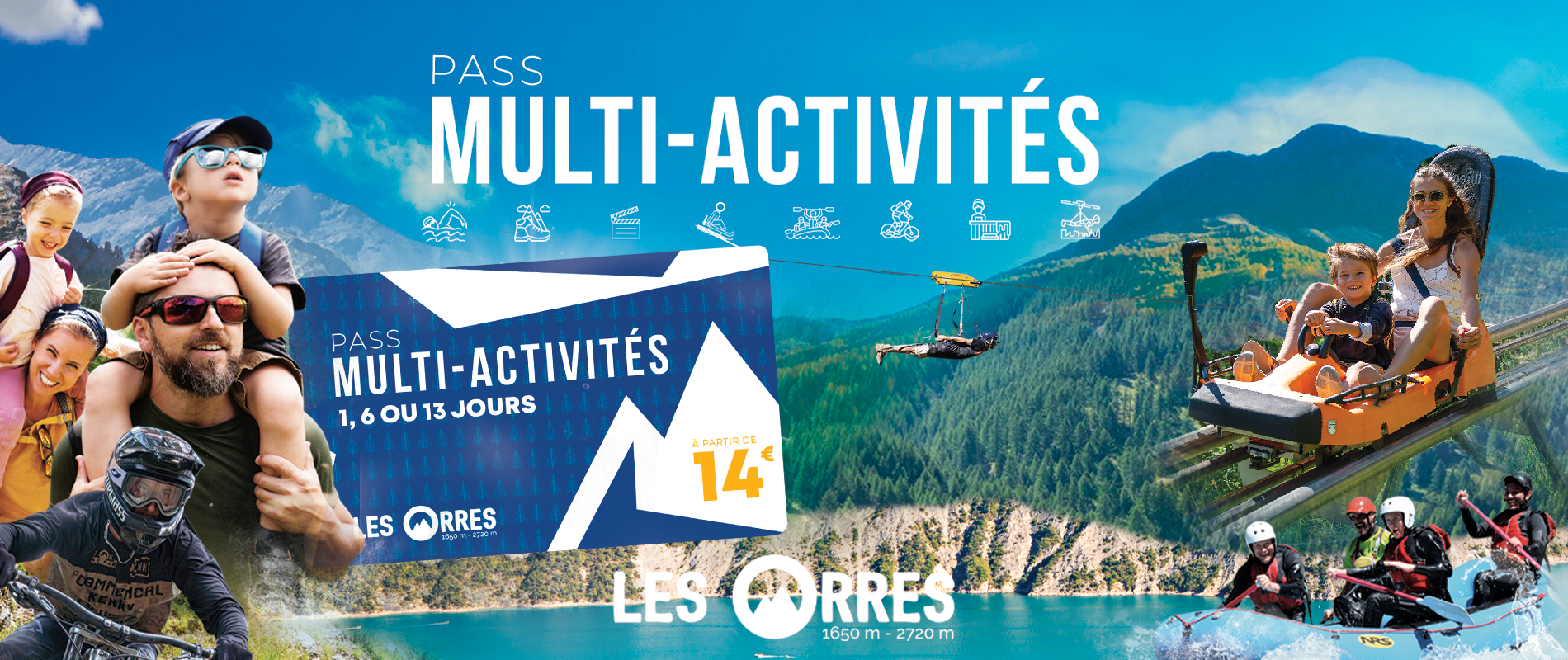 Pass multi-activités, activités d'été gratuites ou réduites en famille ou entre amis aux Orres, Alpes du sud